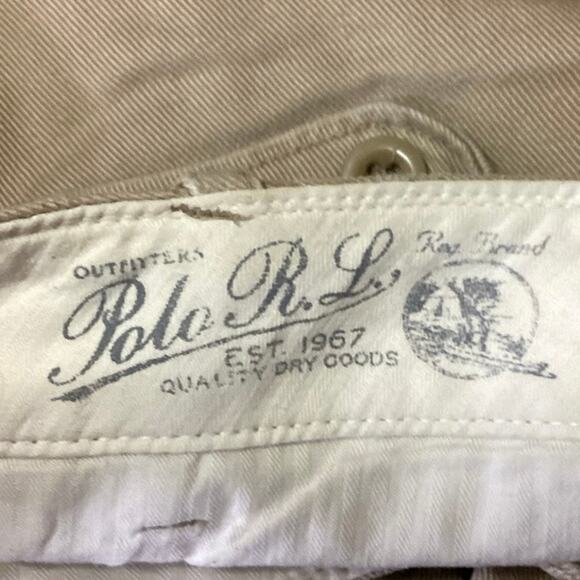 POLO Ralph Lauren Beige Straight Leg Frayed Raw Hem Cropped Trouser Pants Sz 0 - Picture 5 of 6